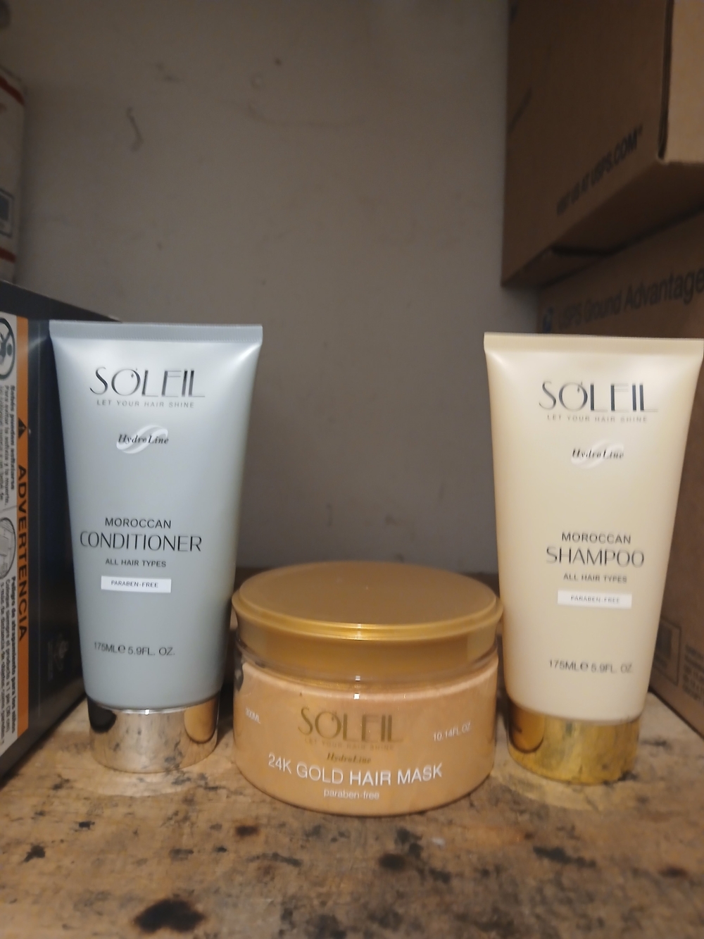 Soleil Hydra Line Moroccan 24K Gold Hair Mask & Shampoo Conditioner Set